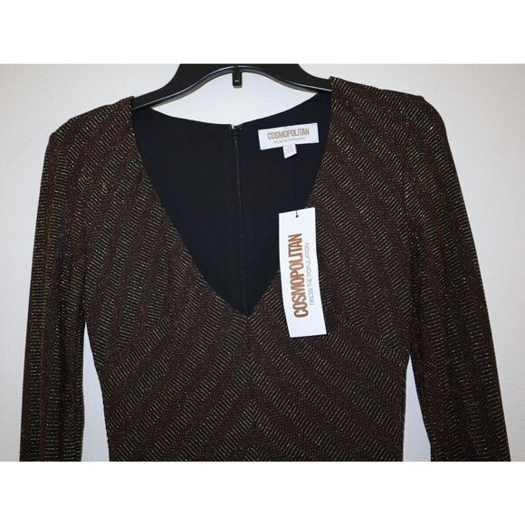Cosmopolitan Dress The Population Sz XS Copper Gold Maya Metallic Mini Dress - Picture 3 of 9